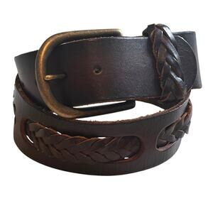 Linea Pelle Statement Belt Vintage Collection Brown Braided Leather Womens Small